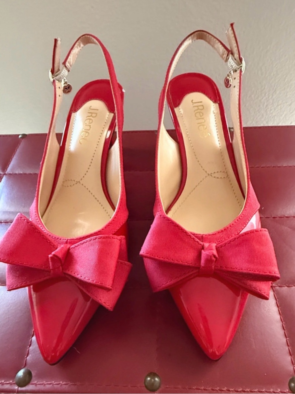 Red Bow Slingback Pumps